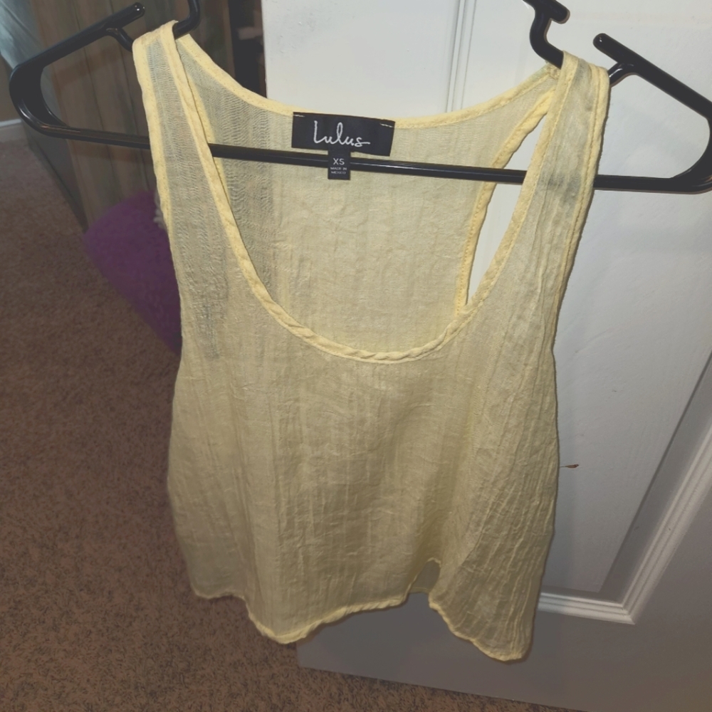 Lulu's sheer pale yellow tank, size XS